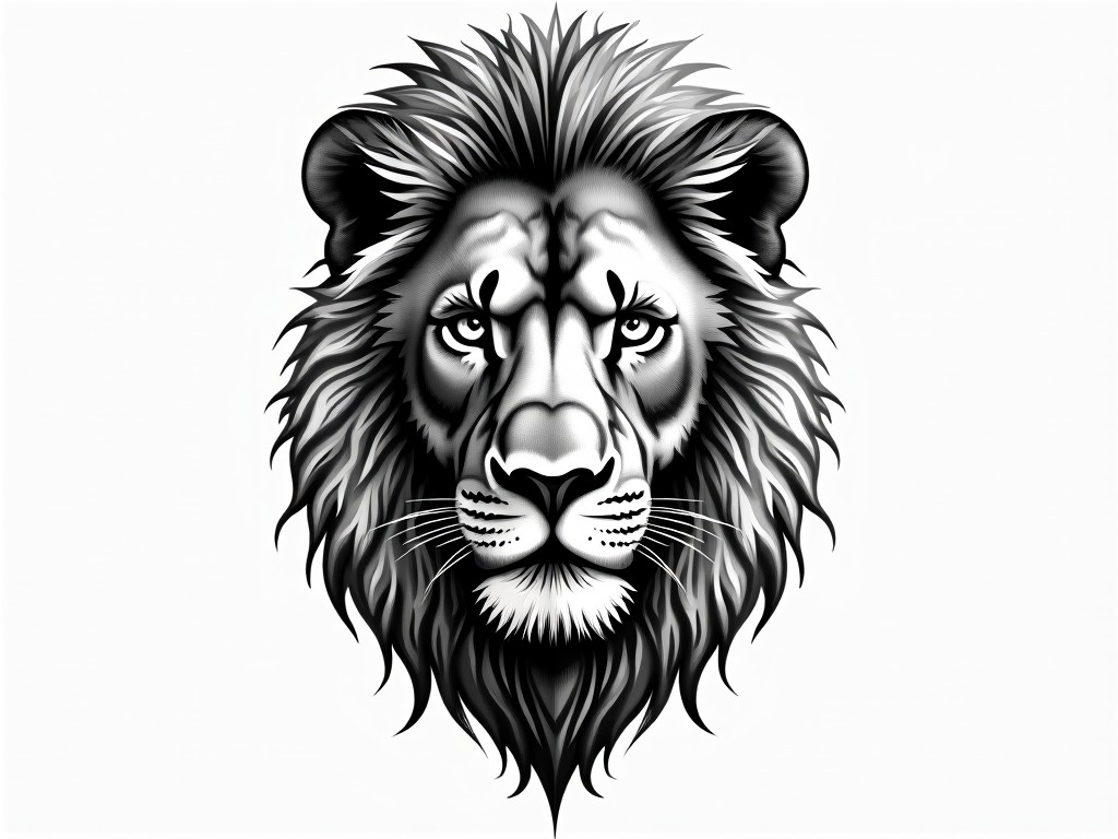 powerful majestic lion close-up - Geometric style tattoo