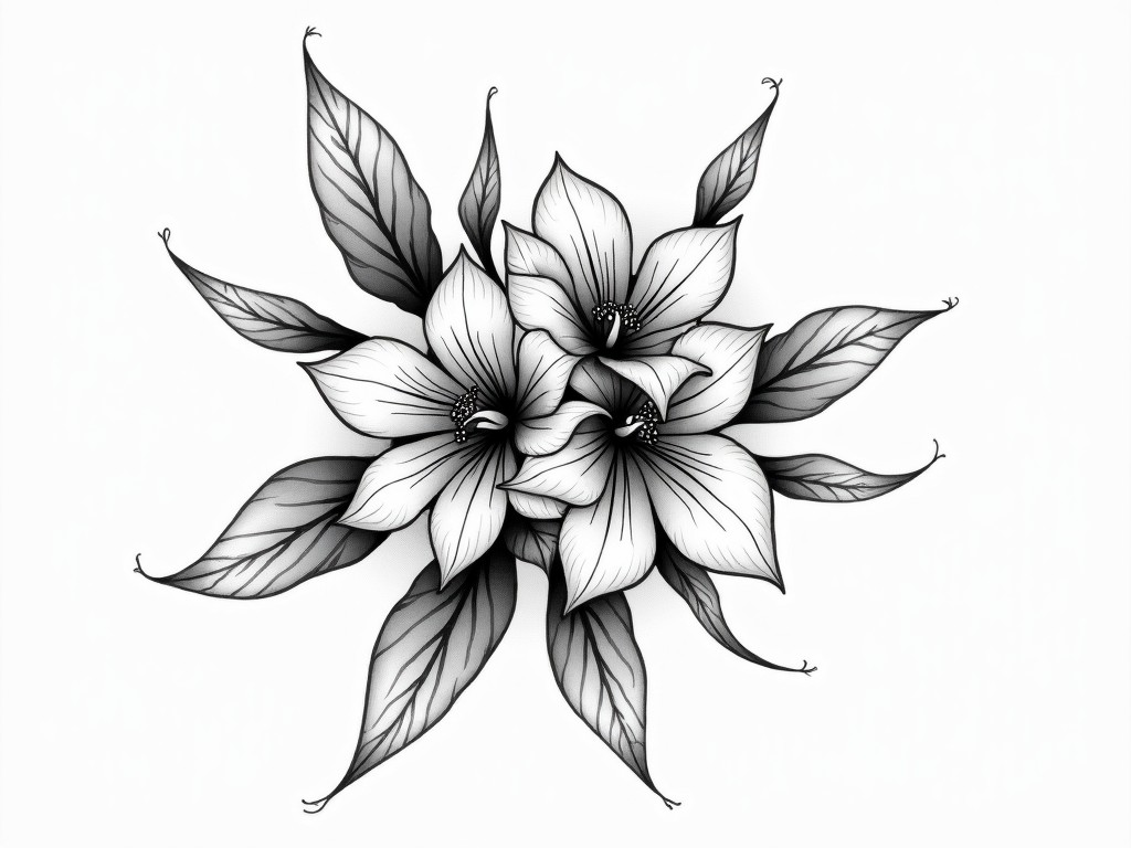 ornaments of flowers - Abstract style tattoo