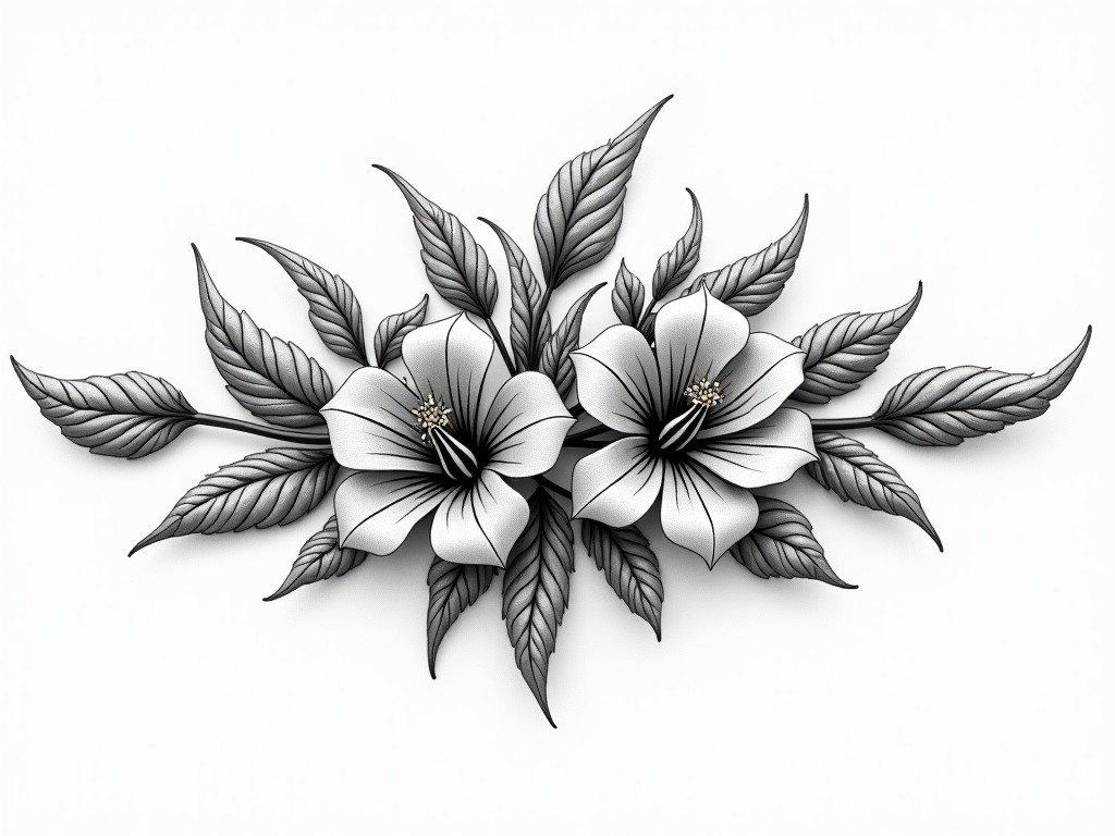 ornaments of flowers - 3D style tattoo