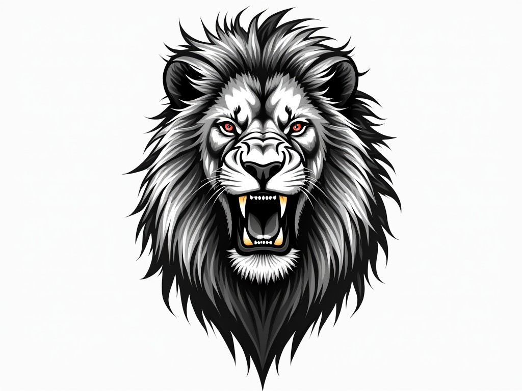 powerful majestic lion close-up - Geometric style tattoo