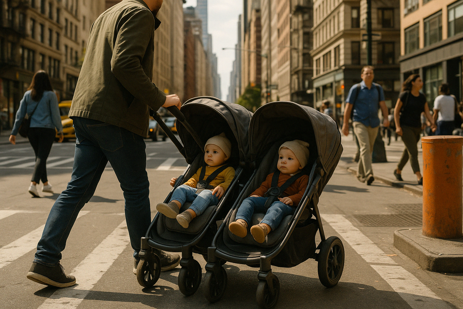 side by side stroller in urban setting - side by side stroller fits through doorways