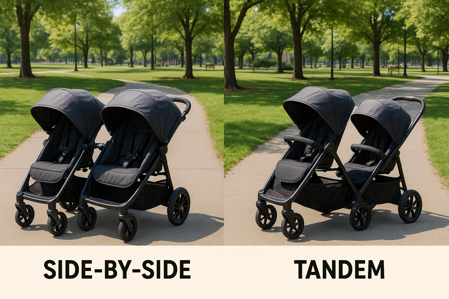 side by side vs tandem twin strollers comparison - travel system strollers for twins