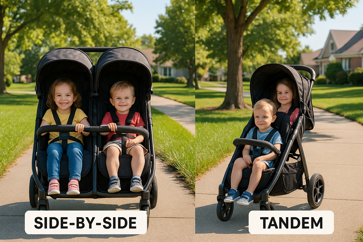 double stroller types side by side vs tandem - stroller shopping guide