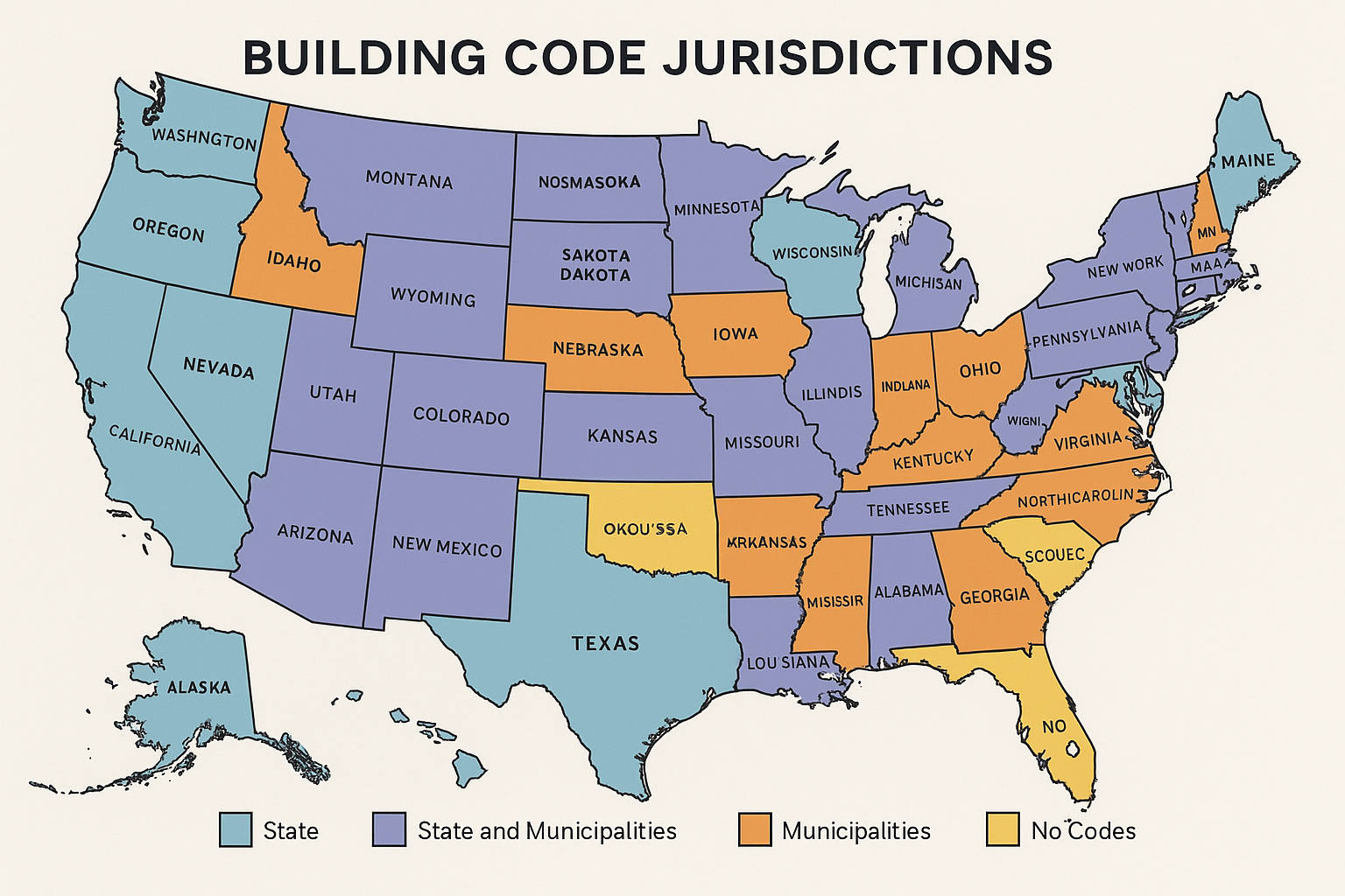 map showing different building code jurisdictions - remodeling permits