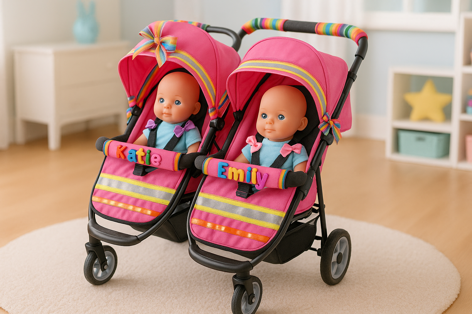 customized double stroller for twin dolls with accessories - double stroller for twin dolls