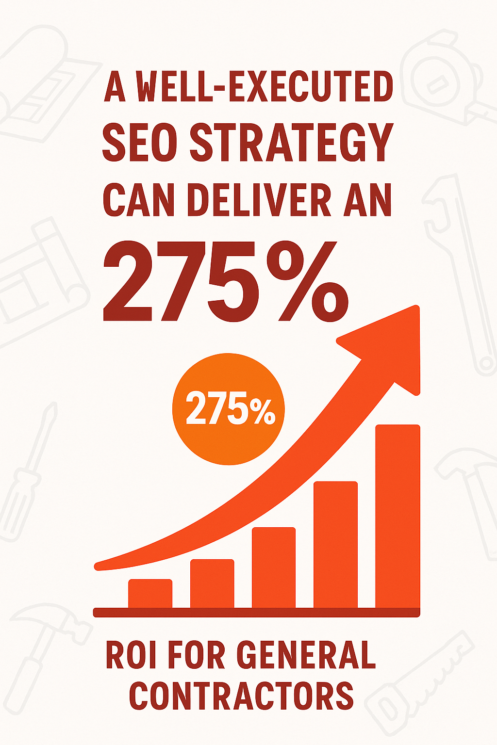 Quote showing that a well-executed SEO strategy can deliver an ROI of 275% - seo for general contractors infographic