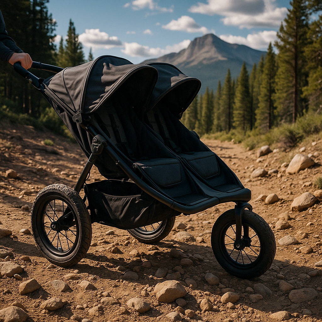 double jogging stroller on rugged terrain - double jogging stroller for toddlers