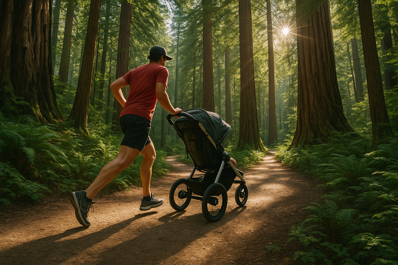 parent jogging with stroller on trail - best jogging strollers