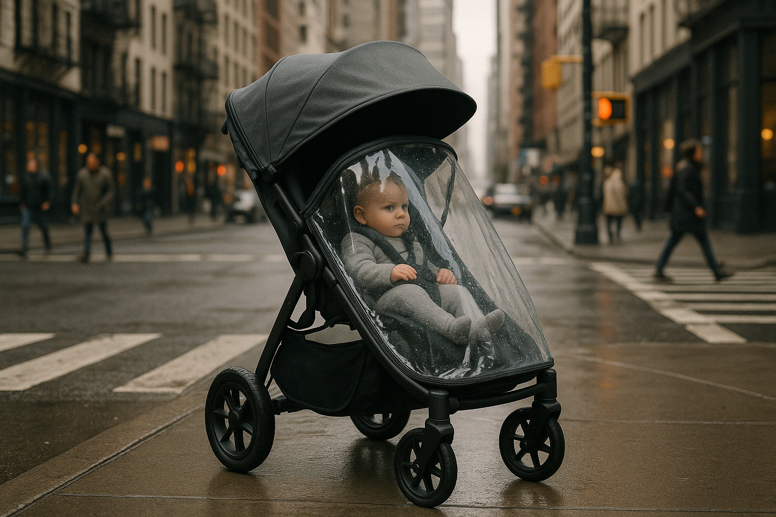 stroller with rain cover and sun canopy - City stroller accessories