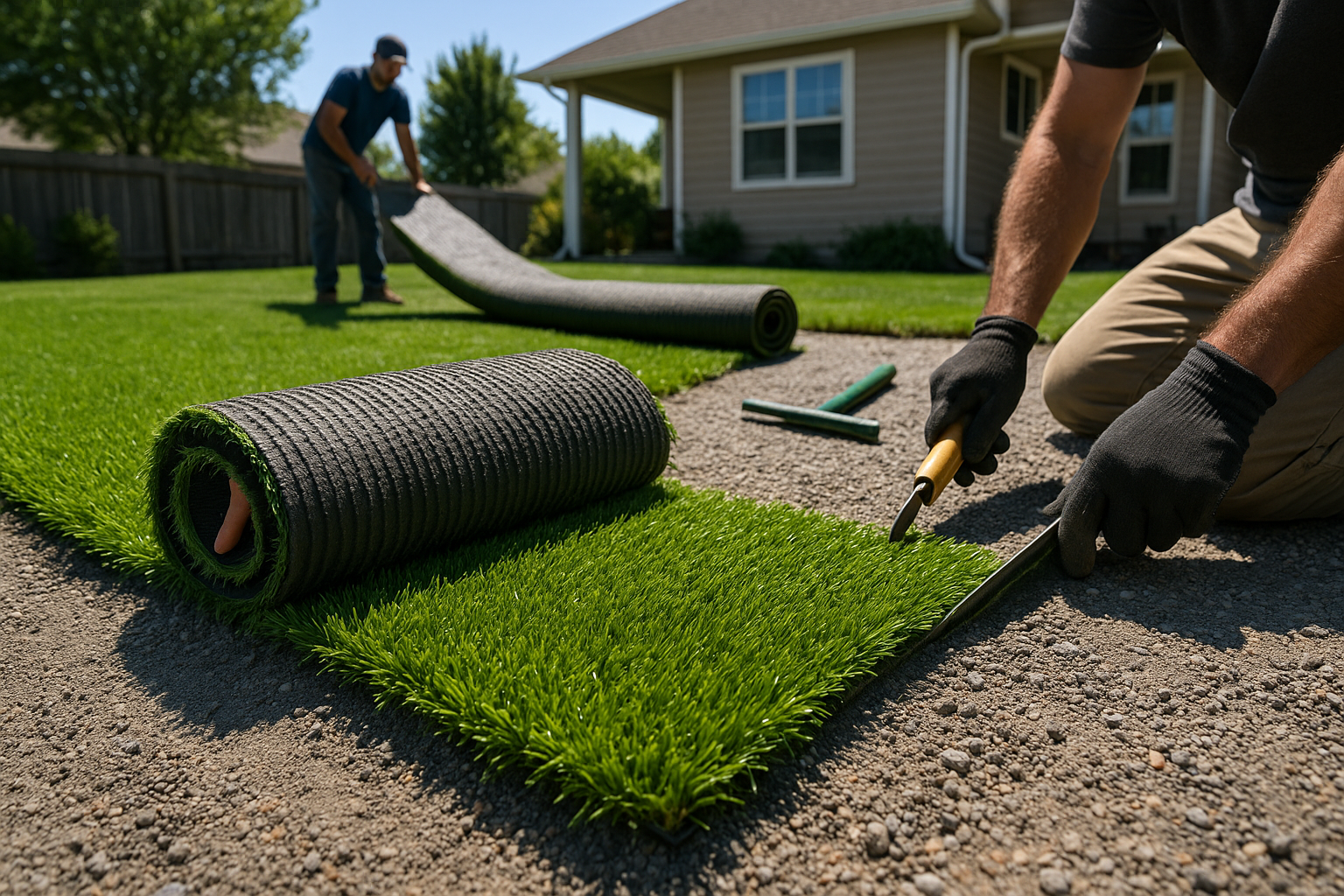 Cost per square foot chart showing material and labor breakdown - Turf installation cost