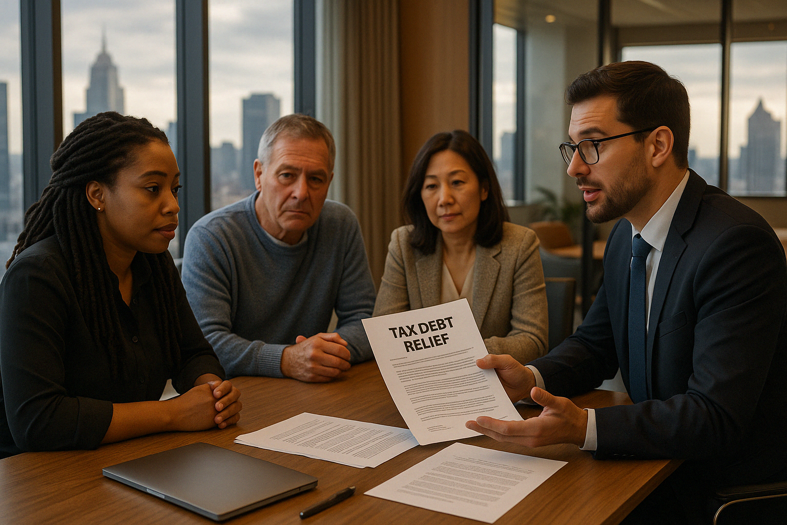 Tax Relief Titans: Who's Leading the Charge in Debt Solutions? Discover the best tax debt relief options for Californians. Learn strategies to reduce your burden and choose the right solution today! Client meeting with tax attorney to discuss tax debt relief options - best tax debt relief
