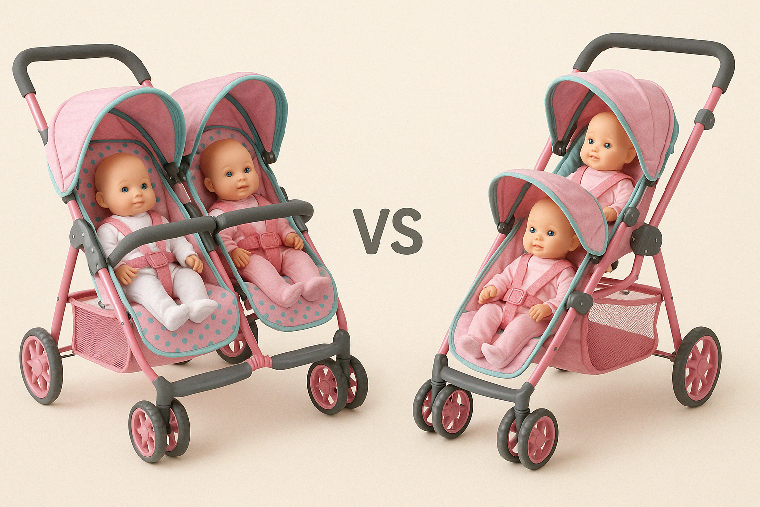 side-by-side and tandem double stroller designs - double stroller for twin dolls