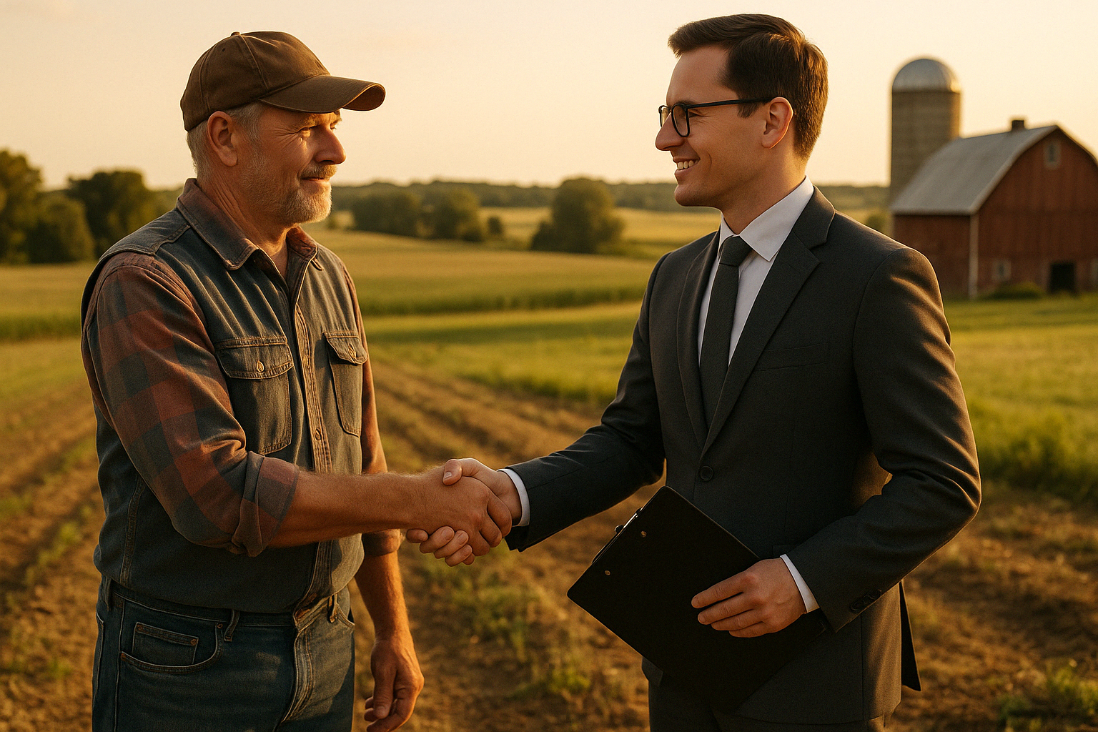 Farm Insurance Companies Near Me: Who's the Best in the Field? Discover top farm insurance companies near me. Compare coverage options, benefits of local agents, and find the perfect policy today! farmer and insurance agent shaking hands on farm - farm insurance companies near me