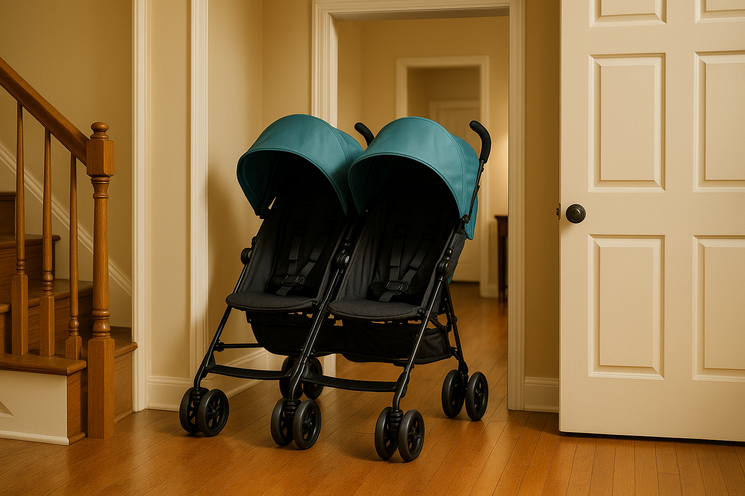 Double umbrella stroller fitting through standard doorway - double umbrella stroller