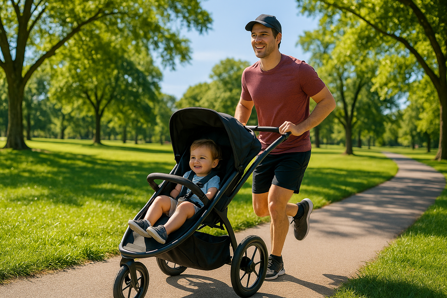 parent and toddler bonding during jogging with stroller - lightweight jogging stroller for toddler