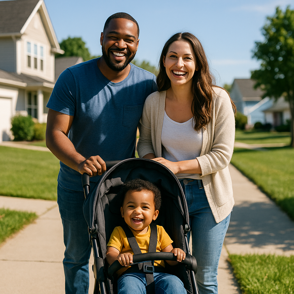 happy family with stroller - strollers under $200