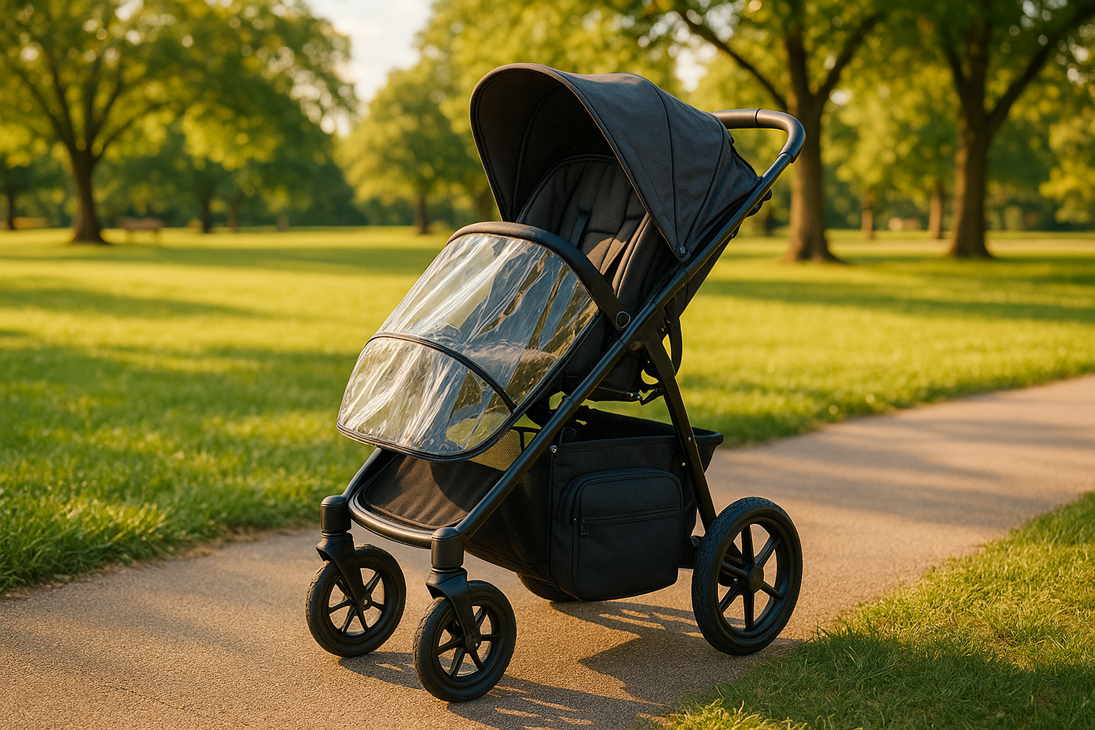 Well-maintained stroller with accessories showing extended lifespan - stroller with accessories