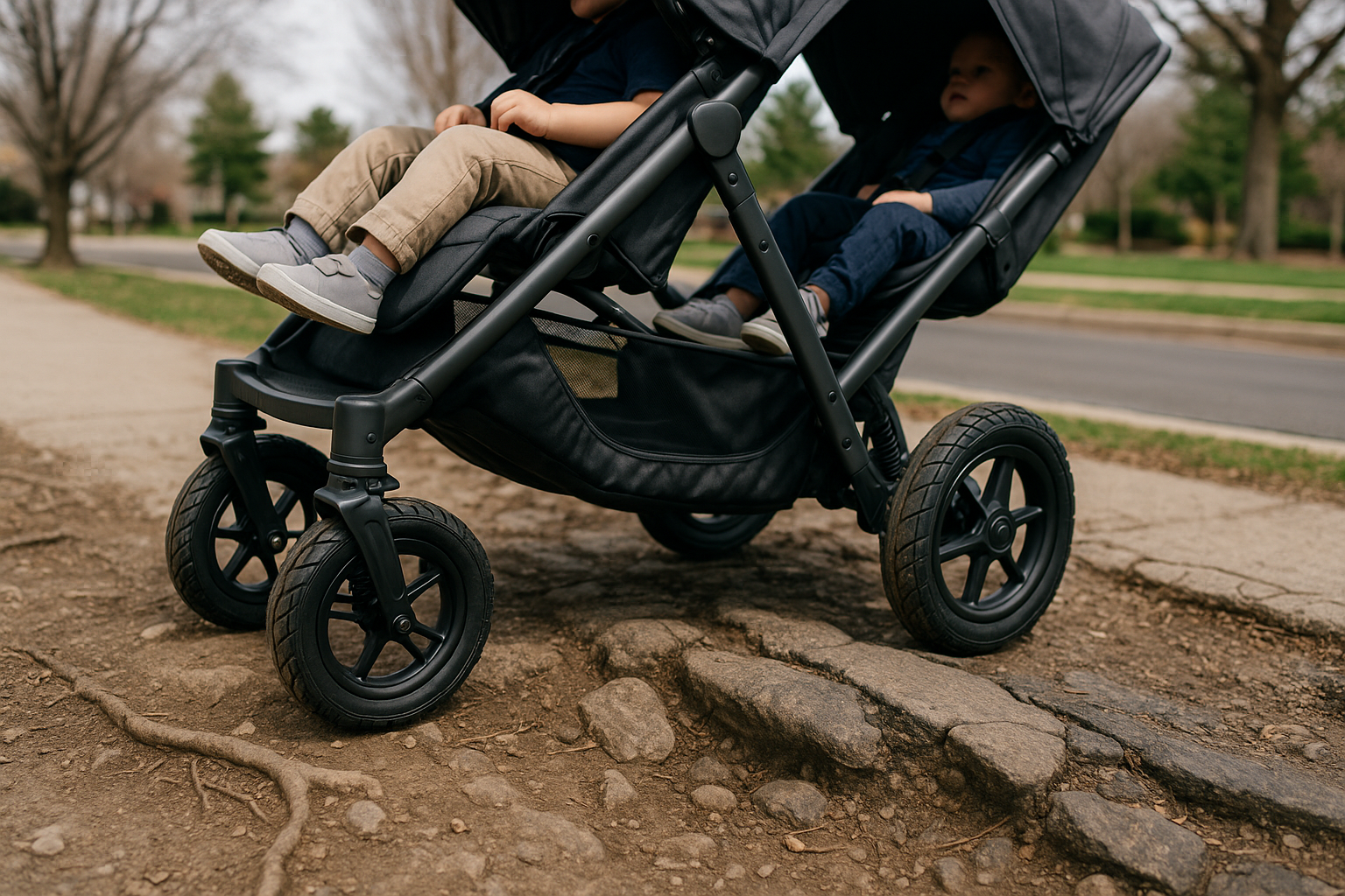 tandem stroller on uneven terrain - best tandem double strollers