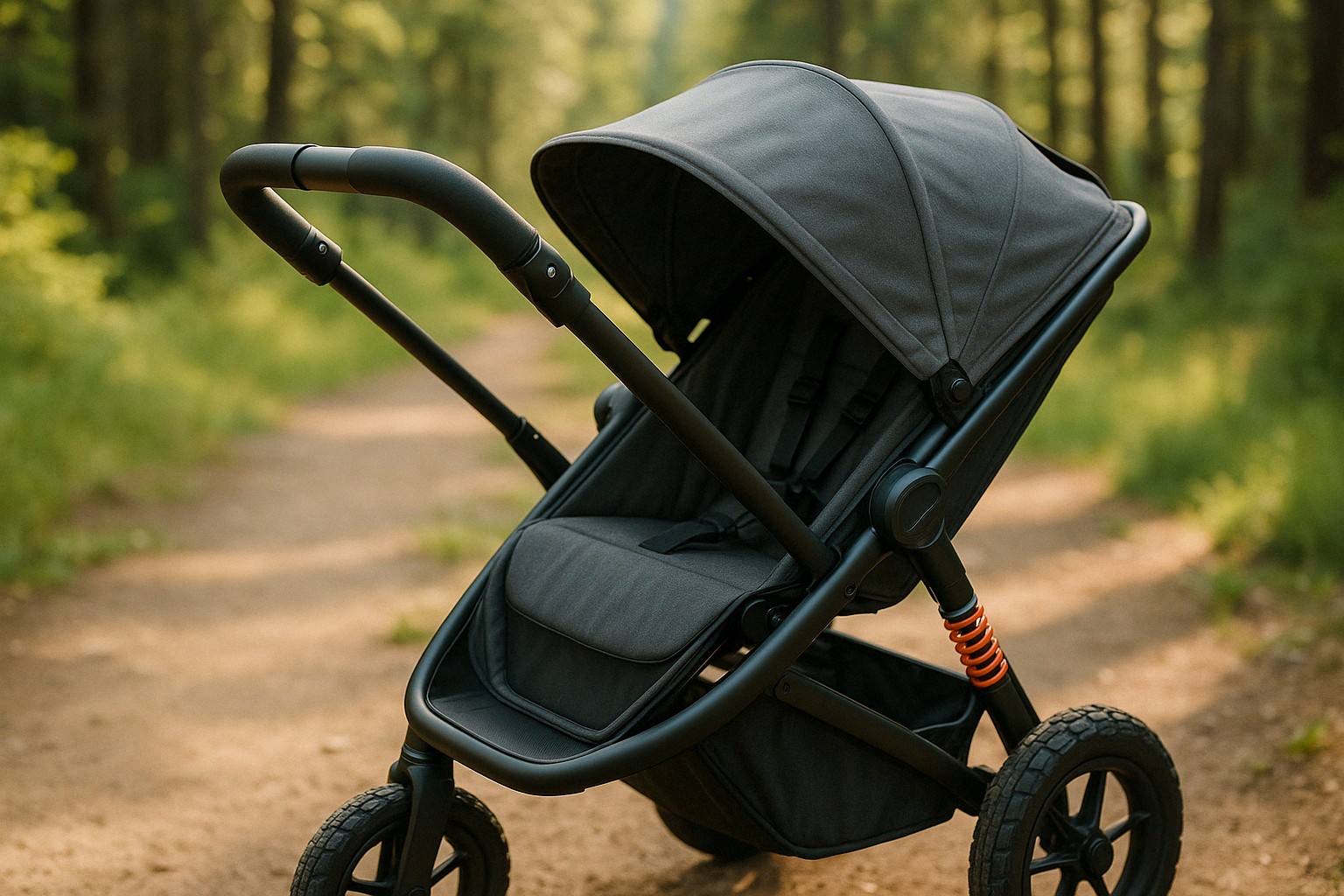 adjustable handlebars and suspension system on all terrain stroller - All terrain baby stroller