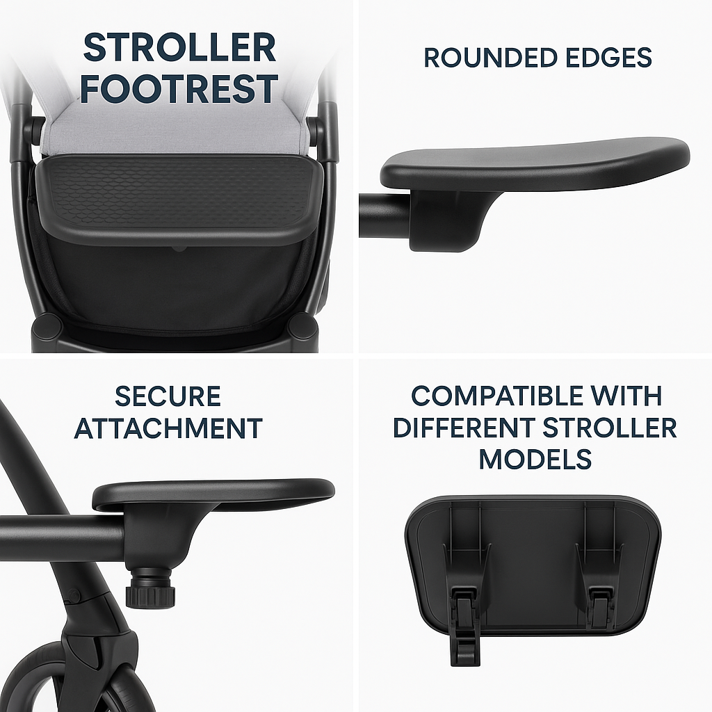 stroller foot rest features and components - stroller foot rest