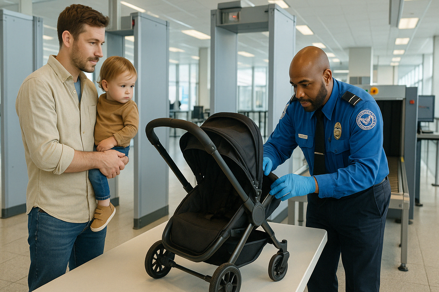 stroller going through airport security screening - stroller for airport