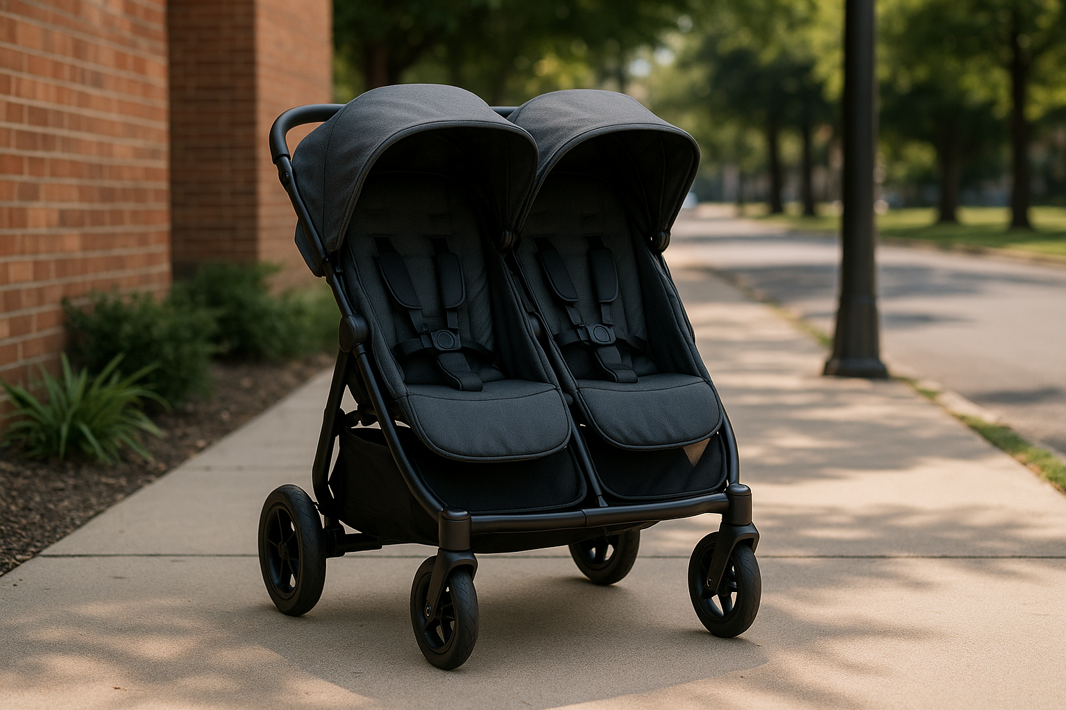 compact side by side stroller with narrow design - side by side stroller fits through doorways