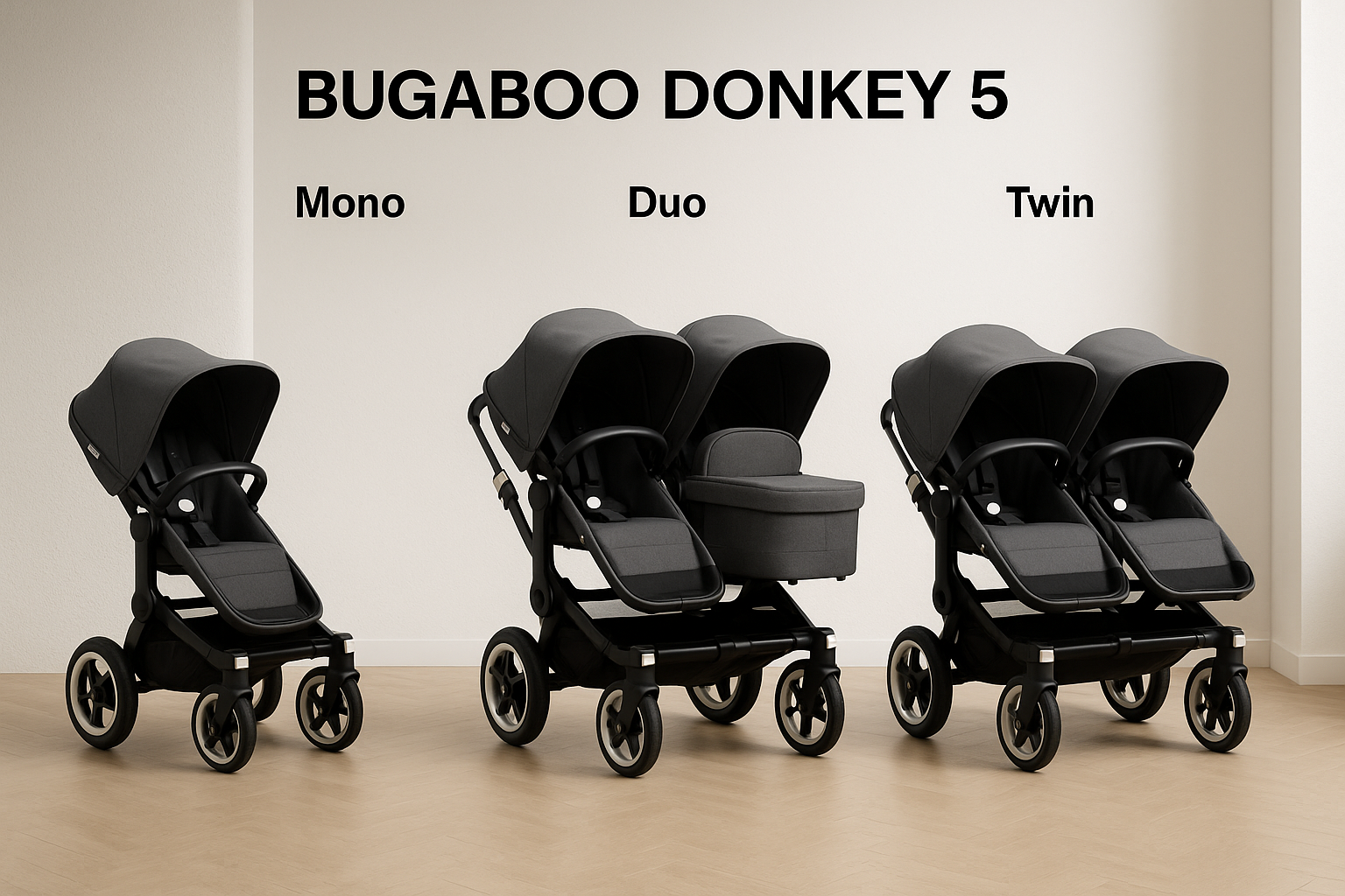 Bugaboo Donkey 5 in three configurations: Mono, Duo, and Twin - bugaboo donkey mono to duo