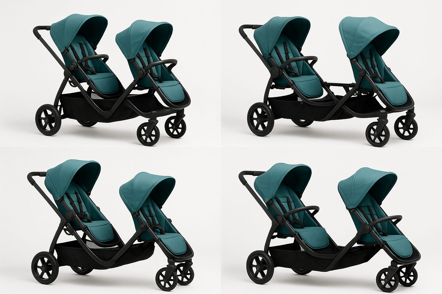 tandem stroller configuration options showing different seating positions - multi position double tandem strollers