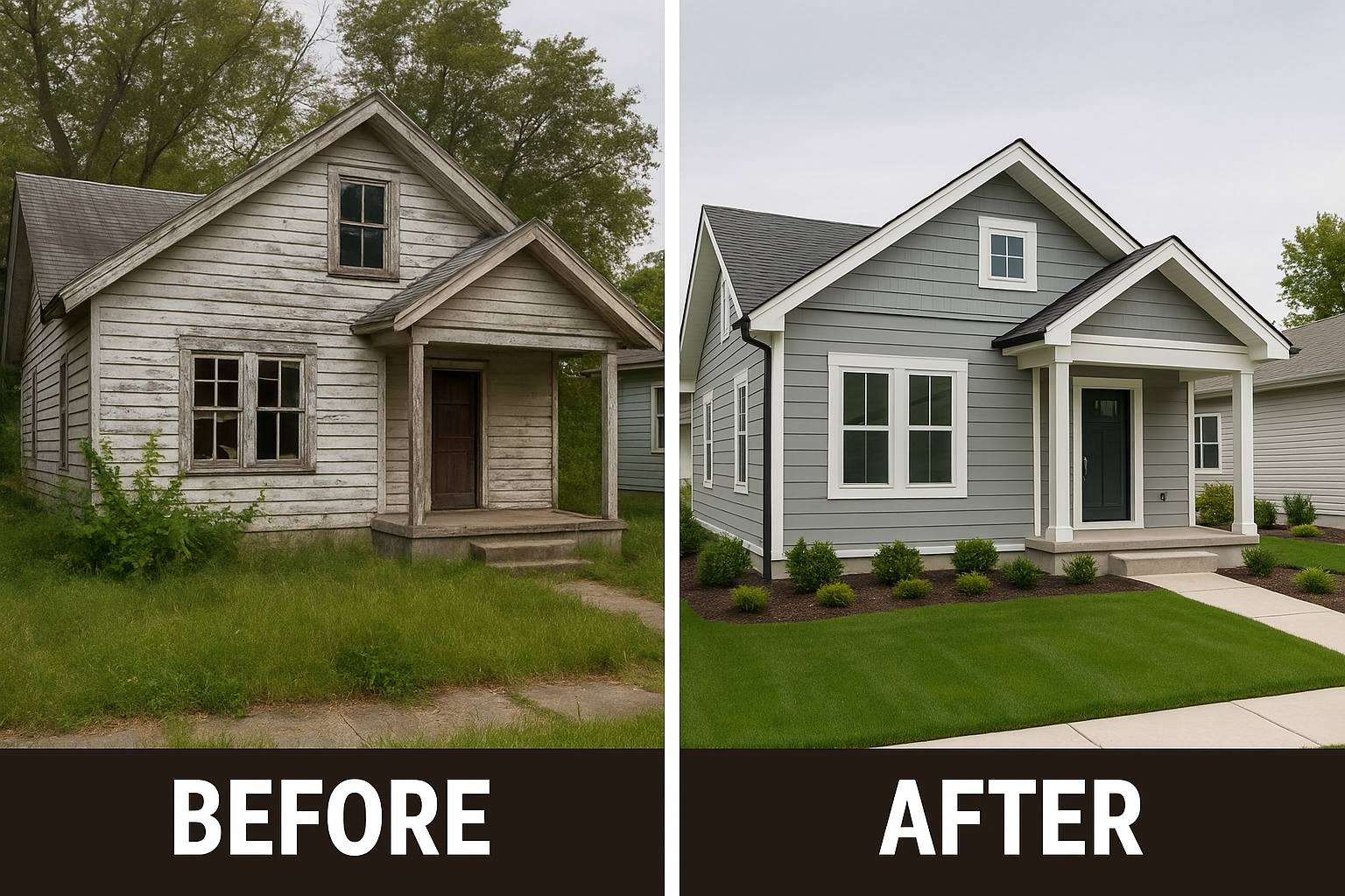 renovated property before and after - real estate investment strategies