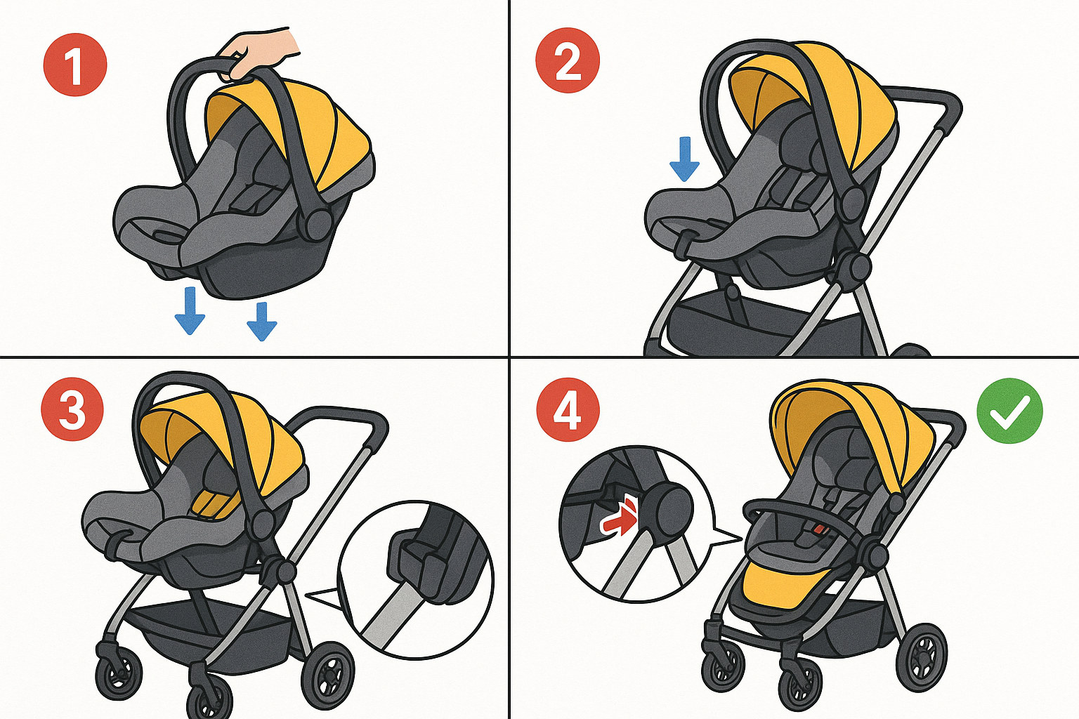 installation steps - car seat stroller combination
