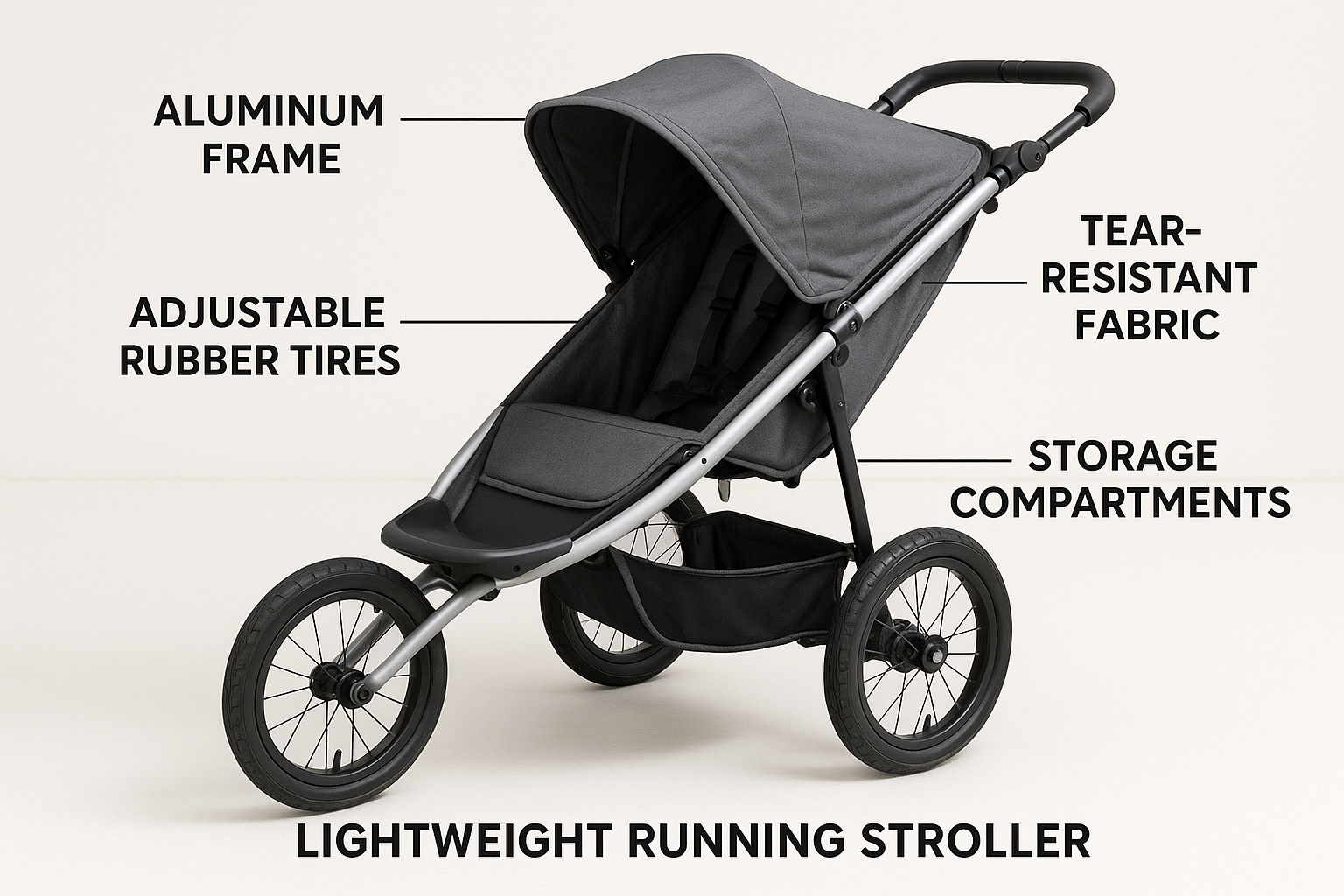 features of lightweight running stroller with callouts - lightweight running stroller