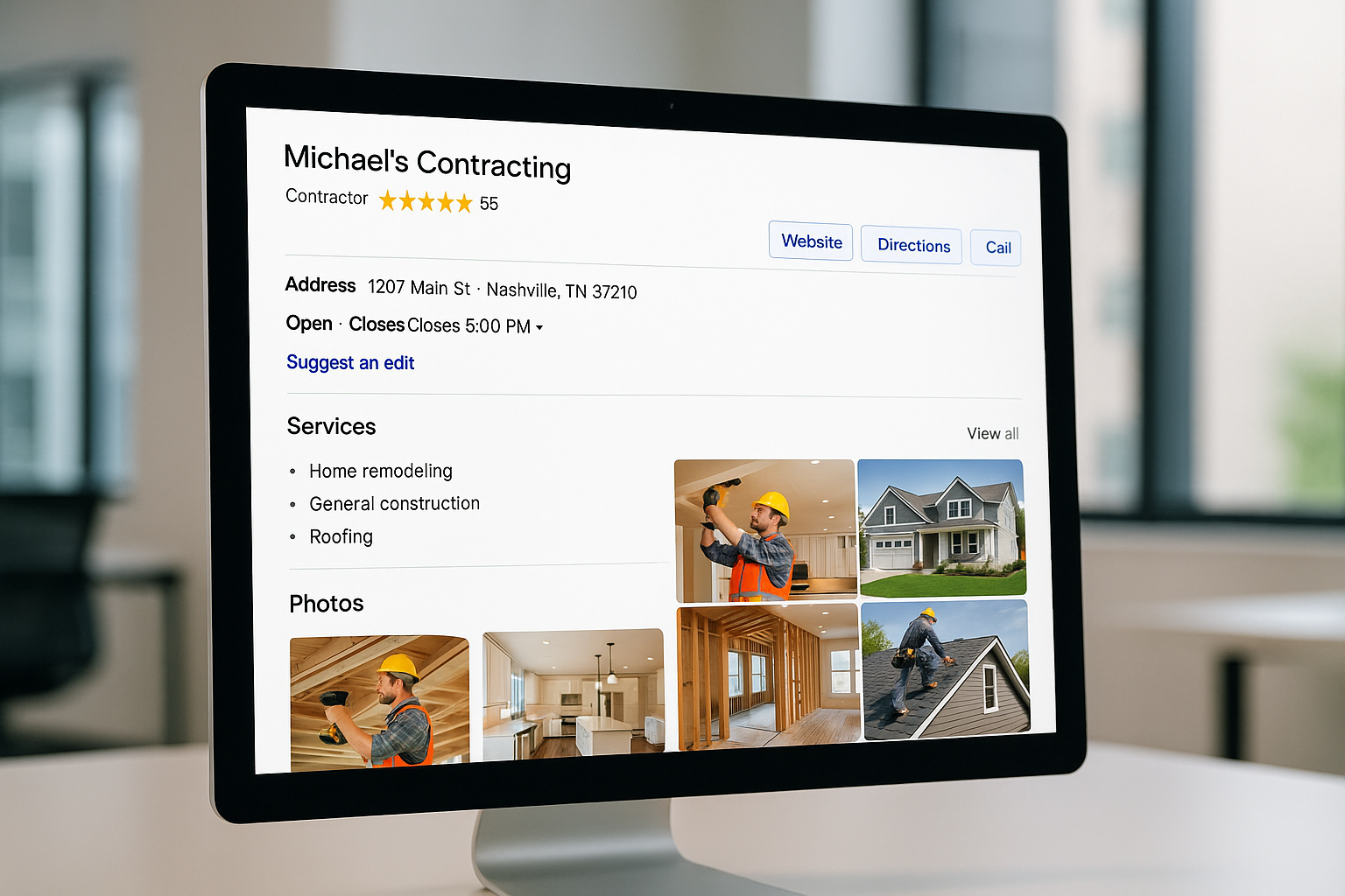 optimized Google Business Profile for a contractor - contractor lead generation