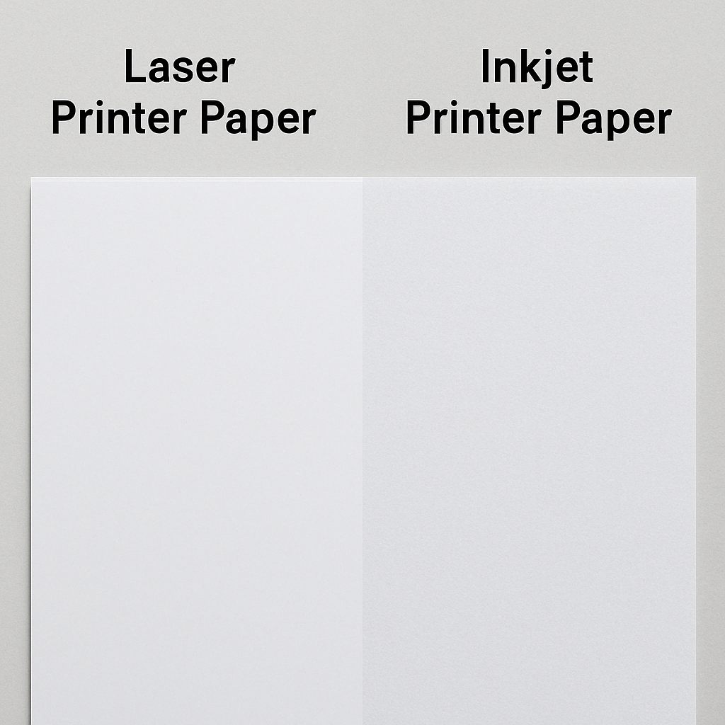comparison of laser and inkjet papers showing different surface treatments - best printing paper for laser printer