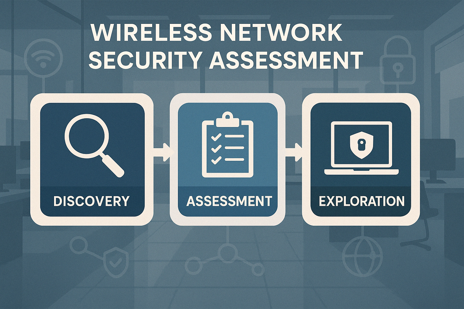 wireless network security assessment process showing three phases - wireless network security assessment