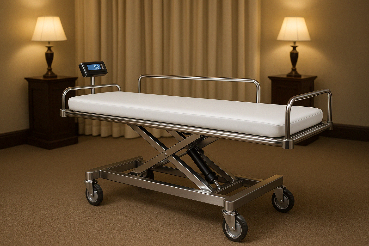 mortuary stretcher with hydraulic lift system - mortuary tools