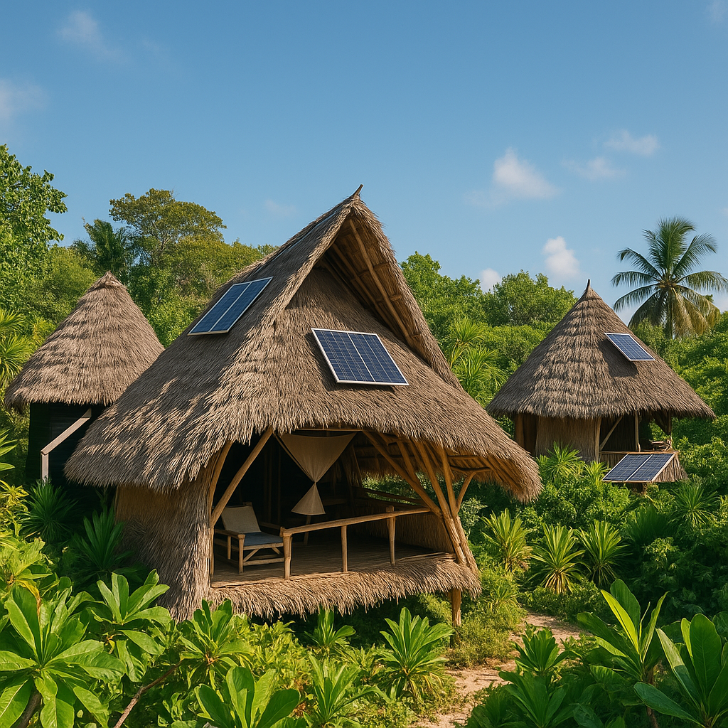 Eco-bungalows on Chumbe Island with thatched roofs designed for sustainability - offbeat eco destinations