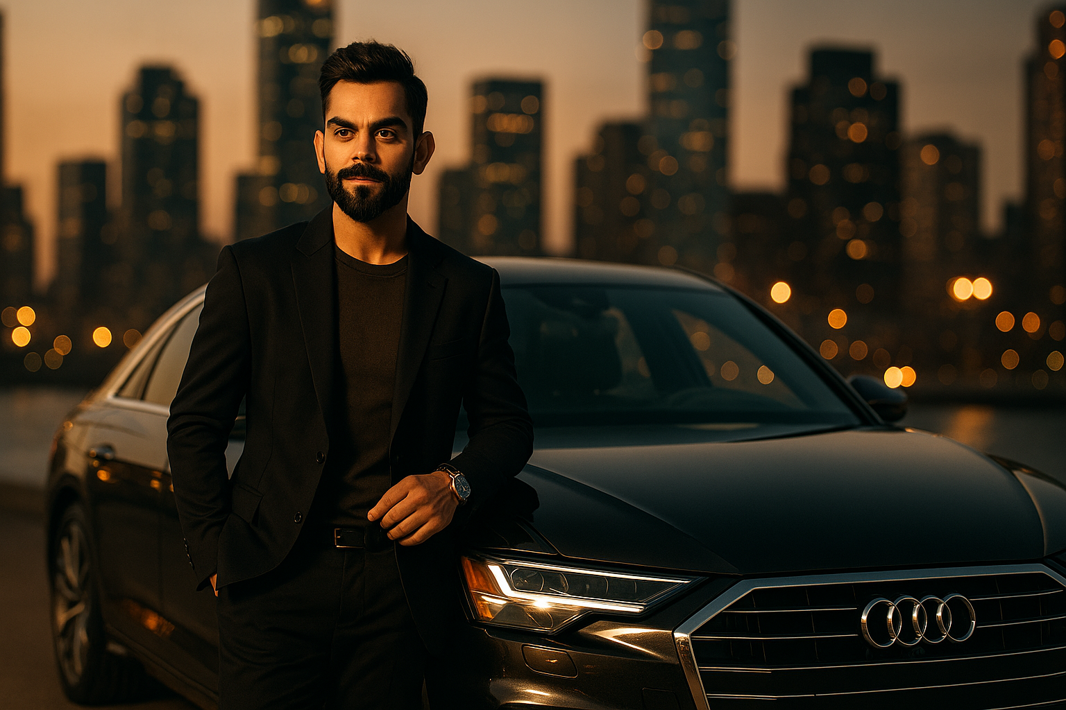 Virat Kohli with an Audi luxury vehicle - athlete car endorsement