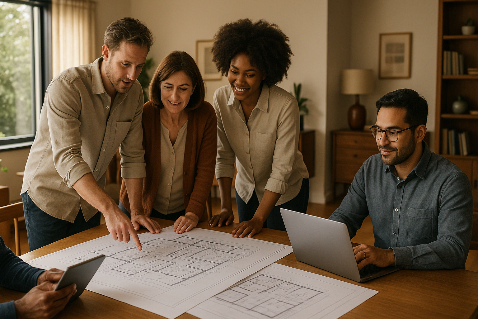 collaborative design session with homeowners and design team - residential remodel company