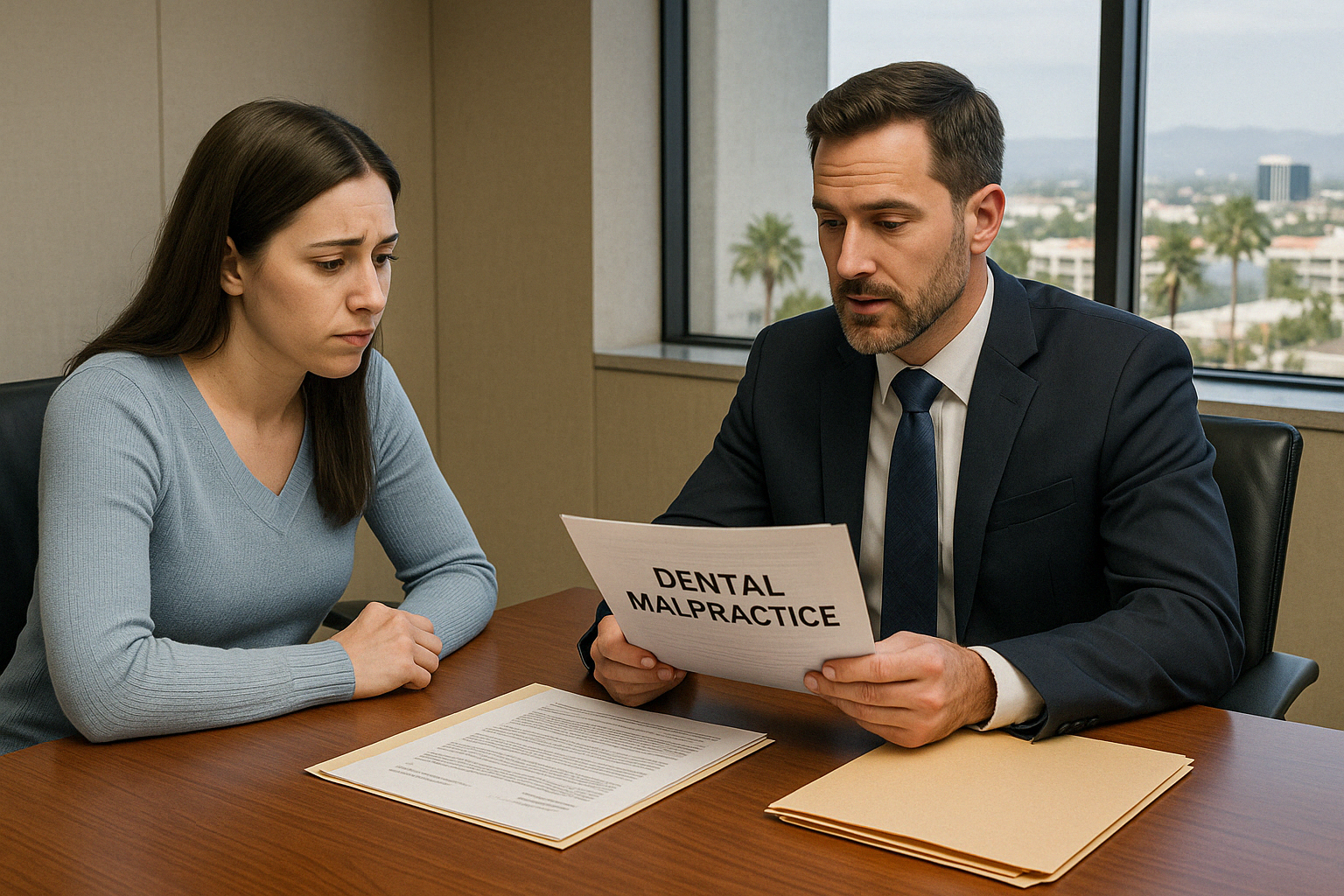 patient consulting with an attorney about dental malpractice - dental malpractice attorney in orange county california