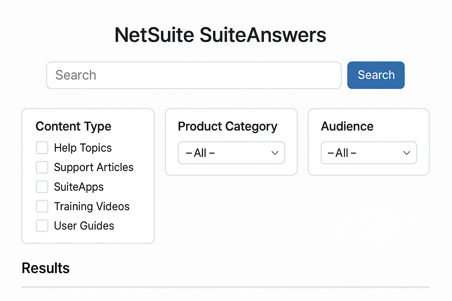 NetSuite SuiteAnswers search filters - netsuite suiteanswers