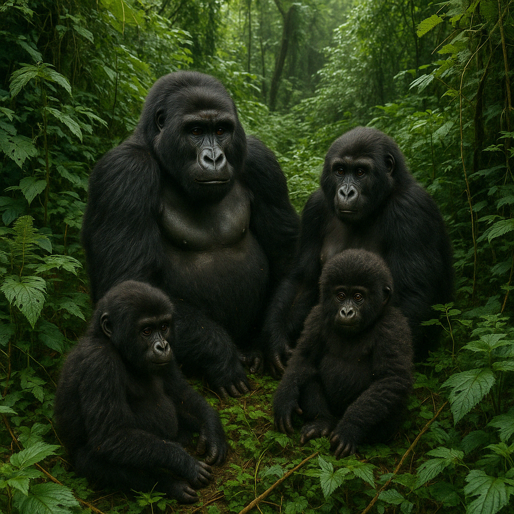 Mountain gorilla family in Bwindi Impenetrable Forest - offbeat eco destinations