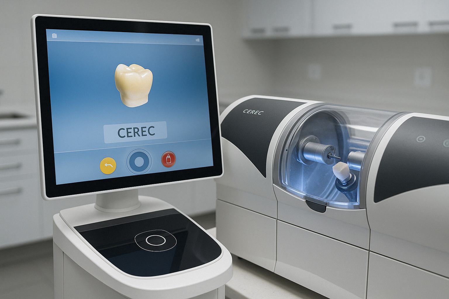CEREC machine creating same-day dental crown - local same day dentistry