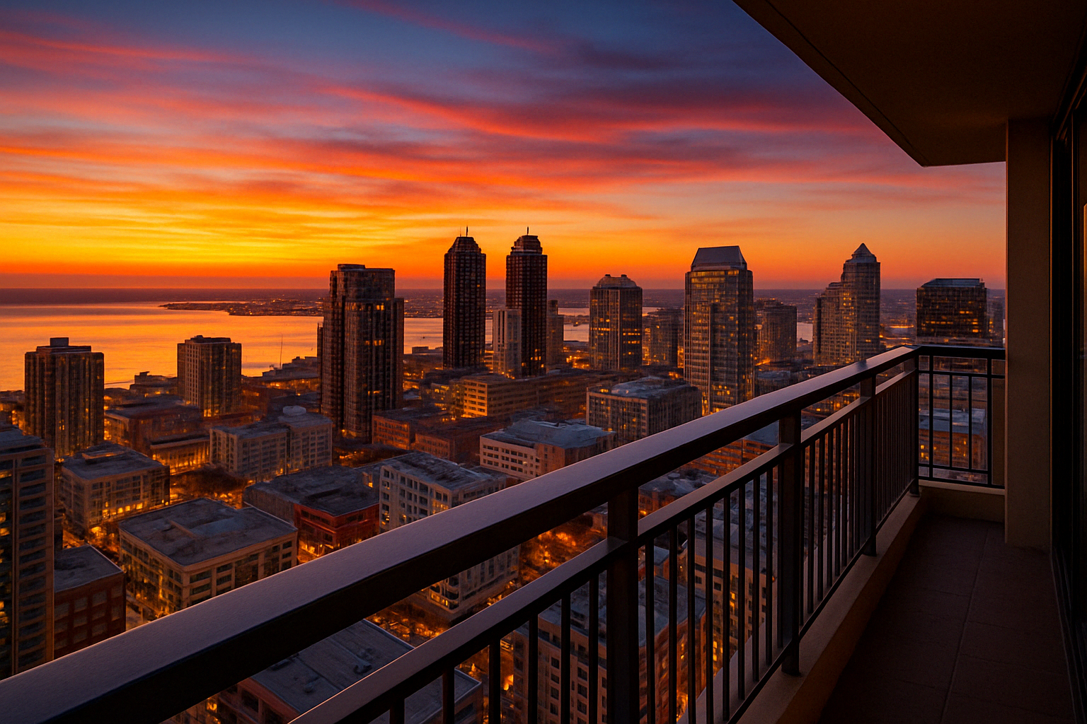 san diego sunset view from corporate housing balcony - Corporate housing San Diego area