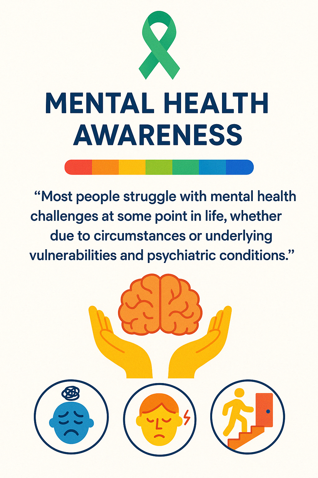 Quote: "Most people struggle with mental health challenges at some point in life, whether due to circumstances or underlying vulnerabilities and psychiatric conditions." - mental health testing near me infographic 