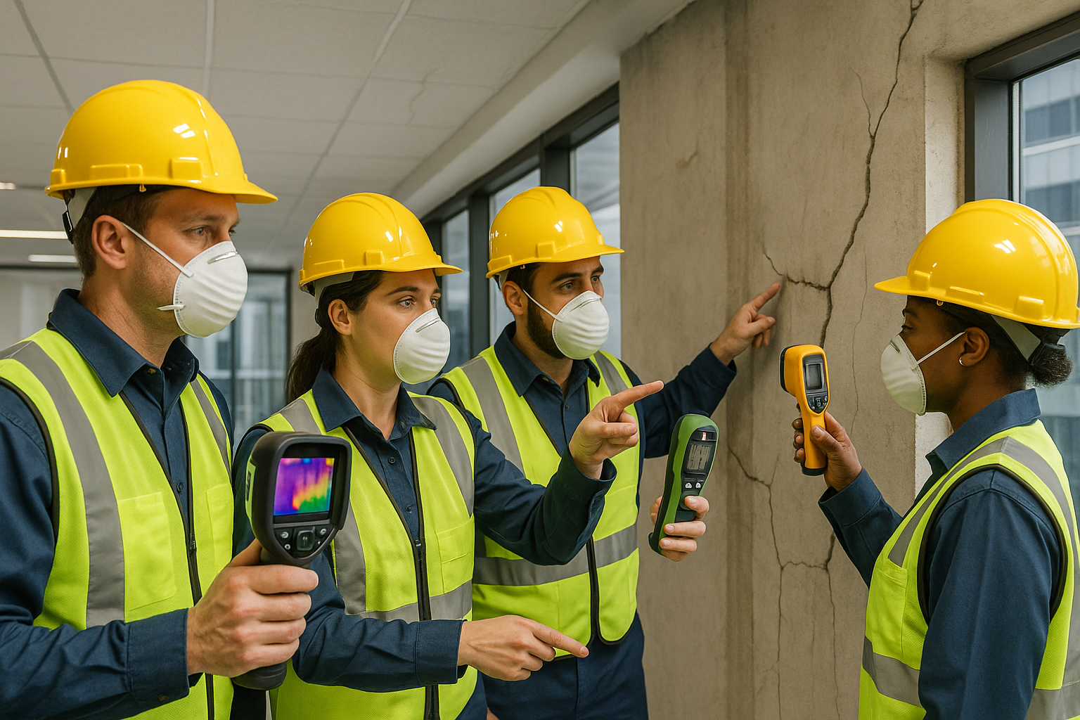 commercial restoration team performing damage assessment - commercial restoration insurance claims contractor