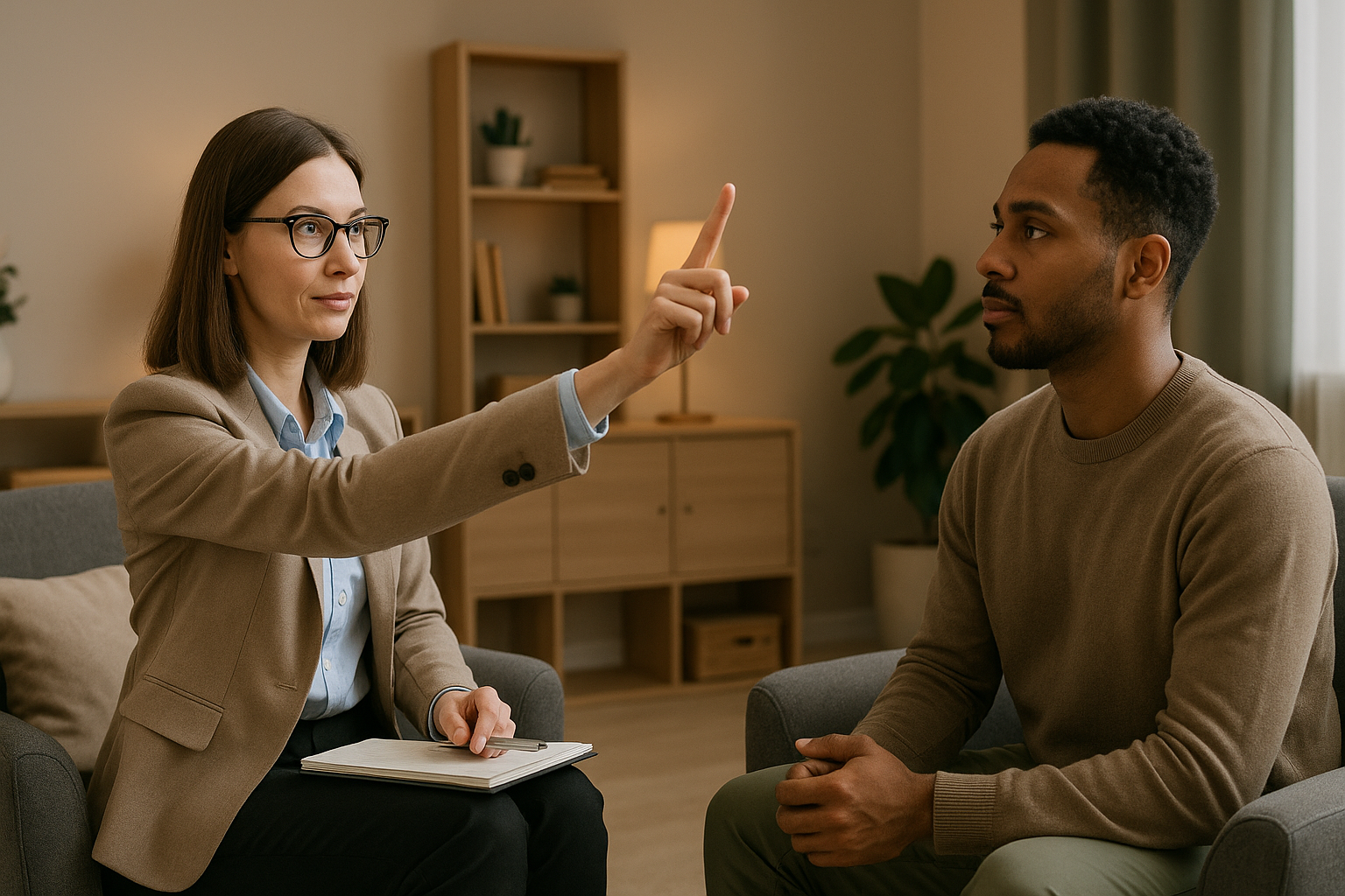 EMDR therapy session with bilateral stimulation - therapy for emotional trauma