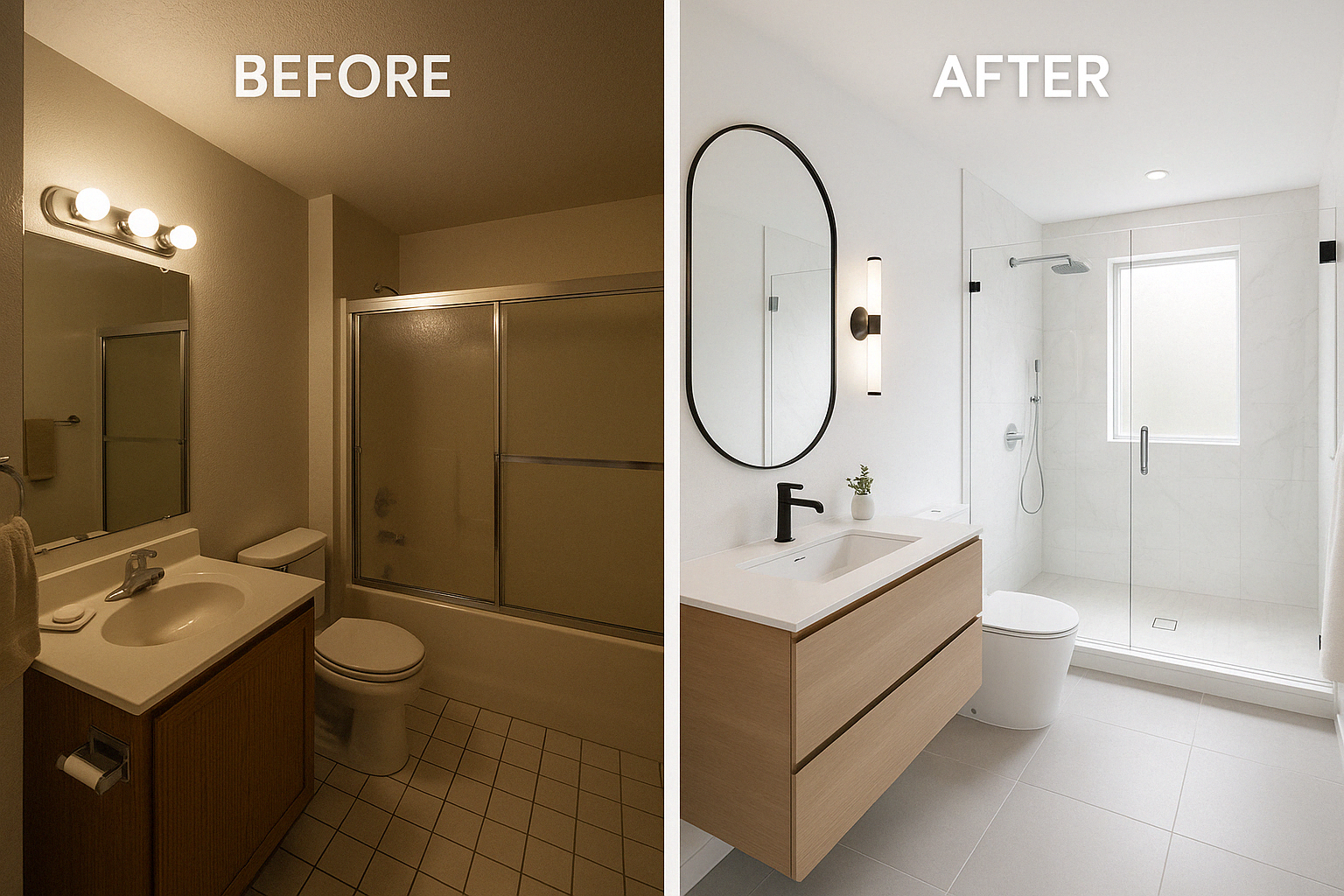 bathroom change - before and after home renovations