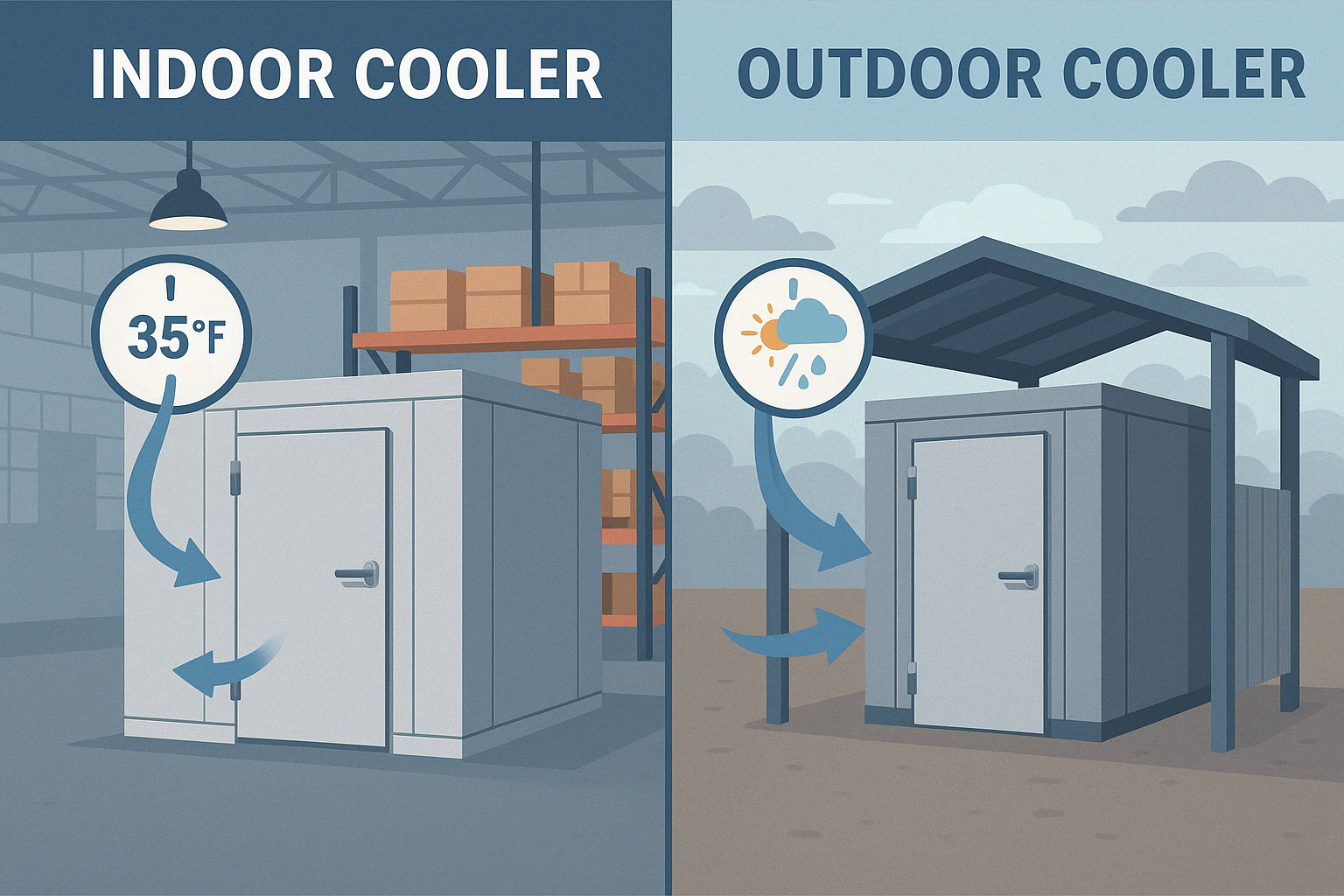 comparing indoor and outdoor walk-in coolers - walk-in cooler