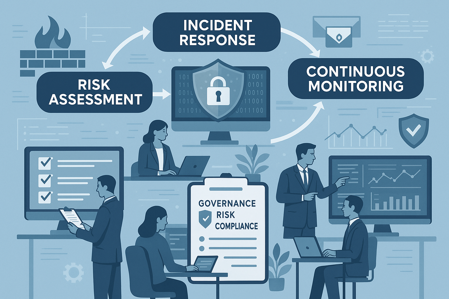Cybersecurity risk management process within a GRC framework - governance risk and compliance framework