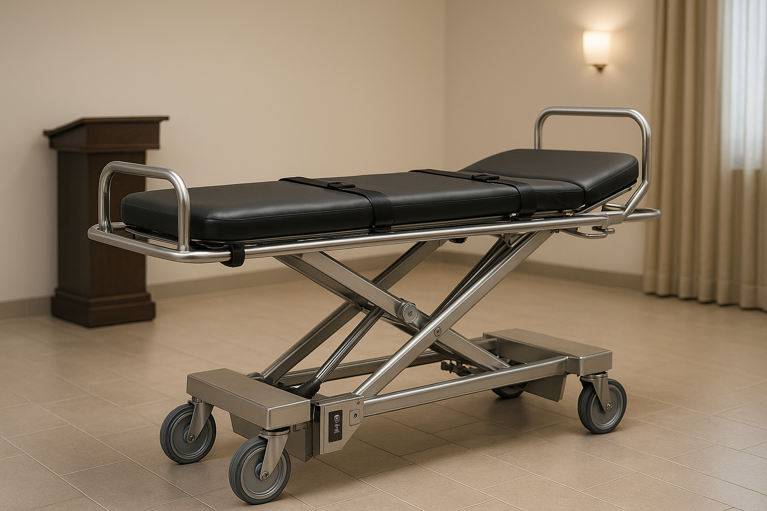 modern mortuary cot with hydraulic lift system - Funeral service equipment